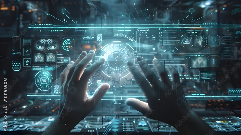 Poster Holographic Gaming Console Interface with Customizable Characters and Environments