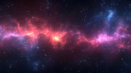 Naklejka premium Cosmic Nebula with Vivid Pink and Blue Hues Across the Starry Night Sky