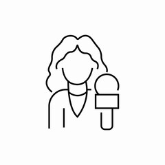 woman journalist report icon sign vector