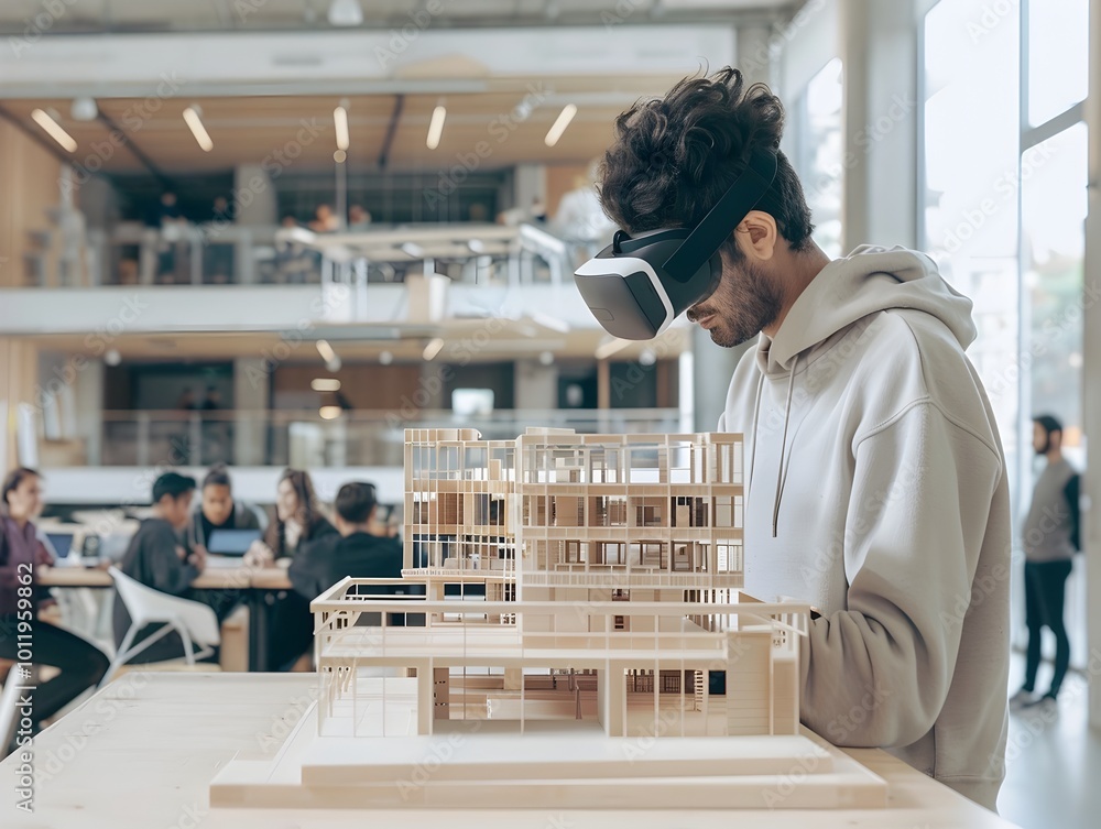 Poster virtual architecture class students designing 3d building models in real time vr classroom