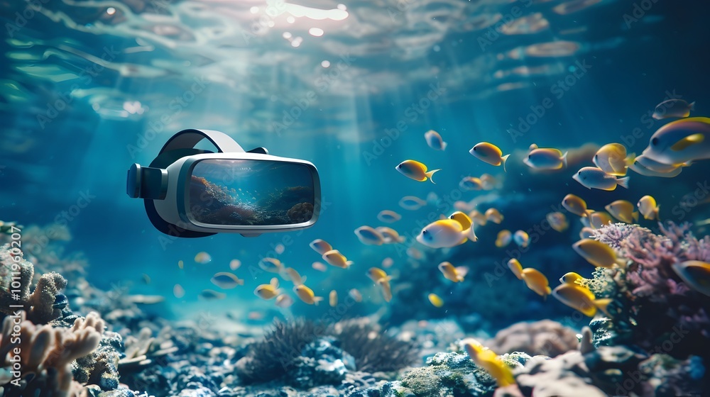 Poster virtual reality environmental science class exploring ocean ecosystems