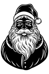 black and white portrait of a santa claus