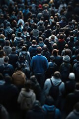 Obraz premium a crowd of people standing in a large crowd