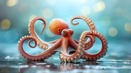 Obraz premium Adaptive Virtual Octopus A Mesmerizing Creature with Shape Shifting and Colorful Interactions