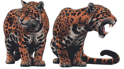 Fototapeta premium A striking embroidered patch design featuring fierce predator wild cats, perfect for showcasing your love for wildlife and nature. This high-quality PNG cutout captures the essence of these majestic 