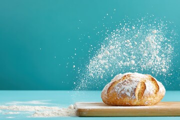 a pastry is being sprinkled with flour on a cutting board