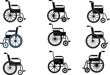 Set of Wheelchair silhouette vector illustration design