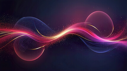 Fototapeta premium abstract background of technological particles in the form of an ordered flow, dark blue with backlight