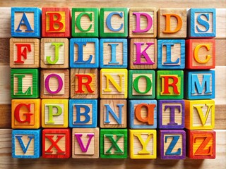 Colorful Alphabet Blocks Font for Educational and Creative Projects, Ideal for Children's Design Needs