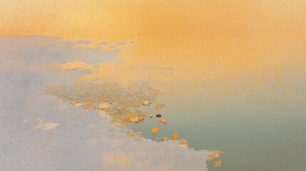 A soft blend of gray and warm orange hues creates a serene abstract backdrop