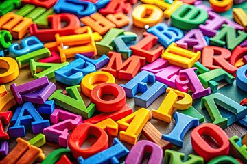 Fototapeta premium Colorful Alphabet Letters for Educational Materials and Creative Projects in a Bright Background