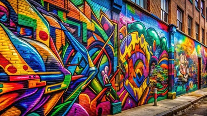 Colorful Alphabet Letters in Graffiti Style on Urban Wall Showcasing Creative Street Art Expression