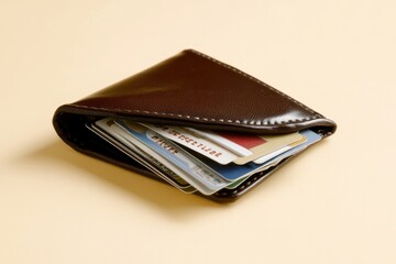 a wallet with credit cards and other items