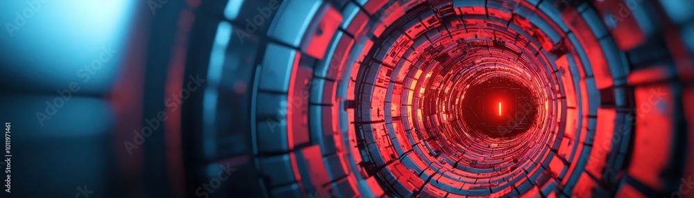 Aufkleber a futuristic tunnel illuminated with red and blue lights, creating a mesmerizing sense of depth and 