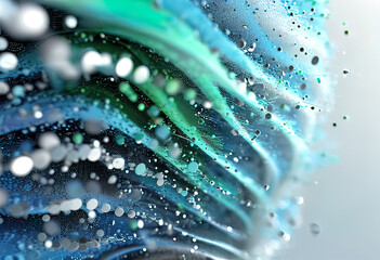 abstract background of technological particles in the form of an ordered flow, dark blue with backlight