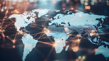 world map overlaid with interconnected lines symbolizing globalization