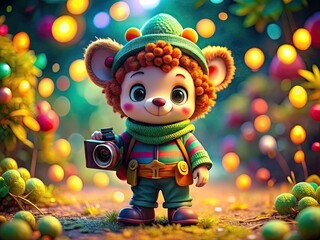 Fototapeta premium Colorful and Whimsical Illustrations of a Friendly Cartoon Character in Various Fun Scenarios