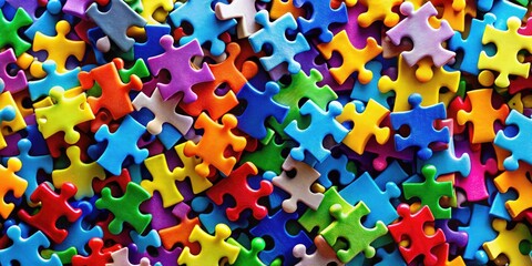 Colorful Autism Puzzle Pieces Background for Awareness and Support in Mental Health Initiatives