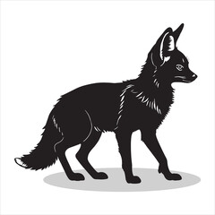 Fennec Fox silhouettes and icons. Black flat color simple elegant white background Fennec Fox animal vector and illustration.