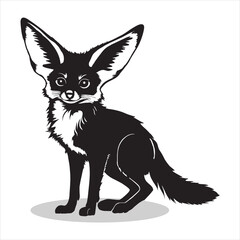 Fennec Fox silhouettes and icons. Black flat color simple elegant white background Fennec Fox animal vector and illustration.