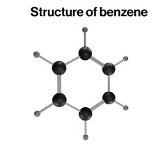 Benzene Molecular Structure, C6H6, Aromatic Hydrocarbon, Organic Chemistry, Science Illustration
