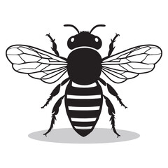 Honey bee silhouettes and icons. Black flat color simple elegant white background Honey bee animal vector and illustration.