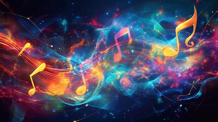 Fototapeta premium Immerse yourself in the captivating world of auditory art. Vector graphics, with their crisp lines and vibrant hues, bring musical melodies and vibrant sound waves to life. Experience the rhythm