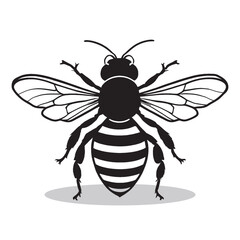 Honey bee silhouettes and icons. Black flat color simple elegant white background Honey bee animal vector and illustration.