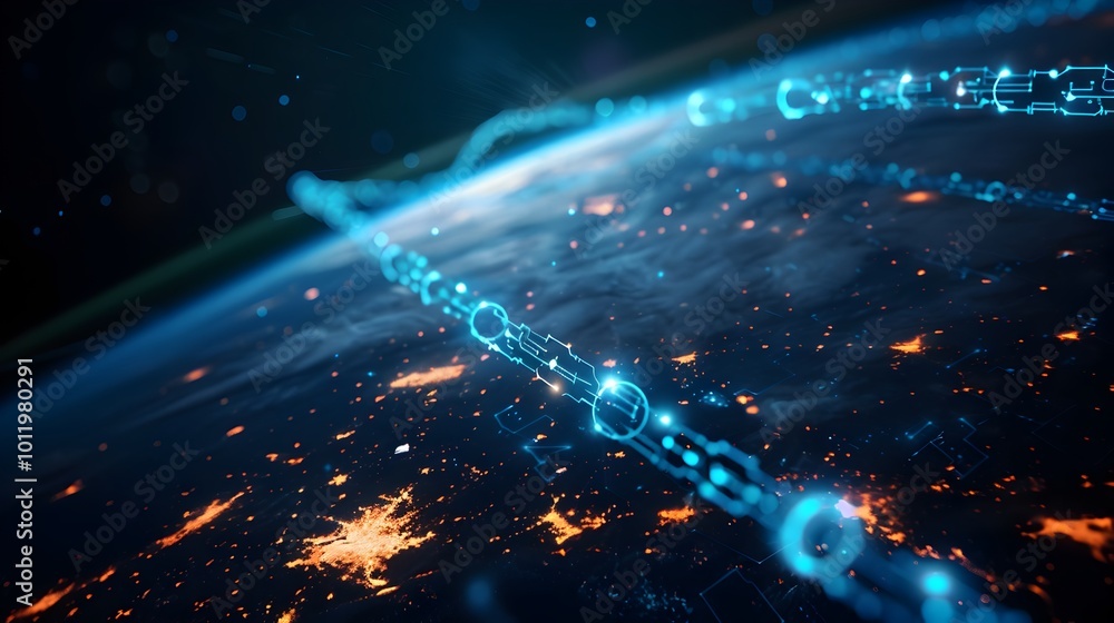 Poster quantum blockchain system securing digital transactions across the globe