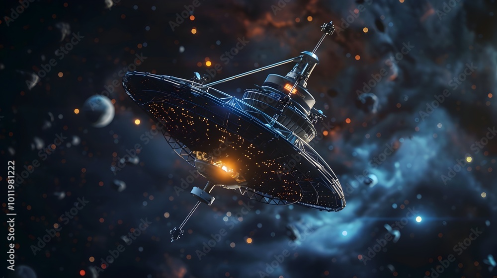 Aufkleber advanced space probe transmitting interstellar communications from distant star system