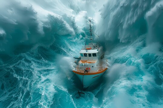 A stormy ocean above with tranquil depths  an anchor holding a boat steady in turbulent waters
