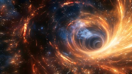 Obraz premium Cosmic Message Transmitted Through Wormhole Connecting Distant Space Time Points