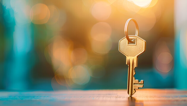A key symbolizes property management, real estate transactions, and home ownership