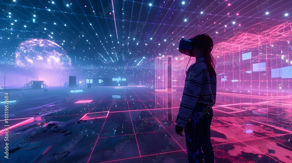 Poster immersive virtual reality powered by quantum visuals and zero lag interactions across the connected 