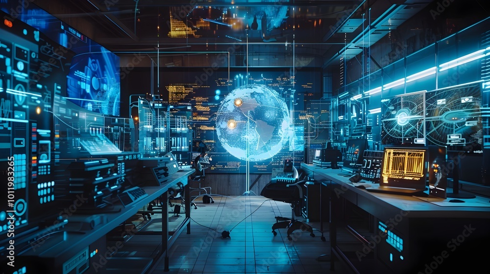 Aufkleber virtual quantum lab where scientists collaborate in real time to conduct experiments and research