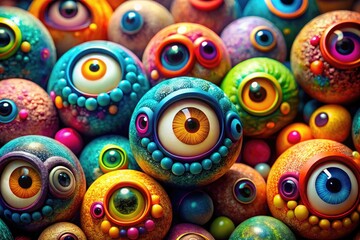 Colorful Cartoon Eyeballs with Unique Expressions for Fun and Creative Illustrations and Designs