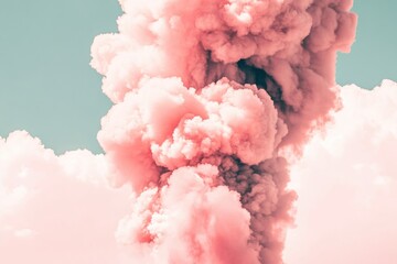 Serene Sky with Soft Pink Cloud Explosion - Abstract Aesthetic