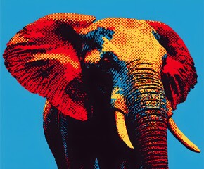Obraz premium A portrait of an elephant in an unusual style, pop art design