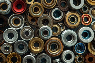 A collection of different sized metal rings with a variety of colors