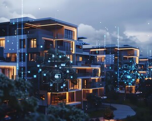 Futuristic Apartment Complex with Smart Grid Powered Energy Monitoring and Mobile App Control
