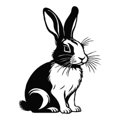 Fototapeta premium Rabbit . Black and white illustration. Logo design for use in graphics. T-shirt print, tattoo design.