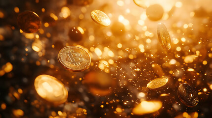 Golden Bitcoin 3D Illustration
