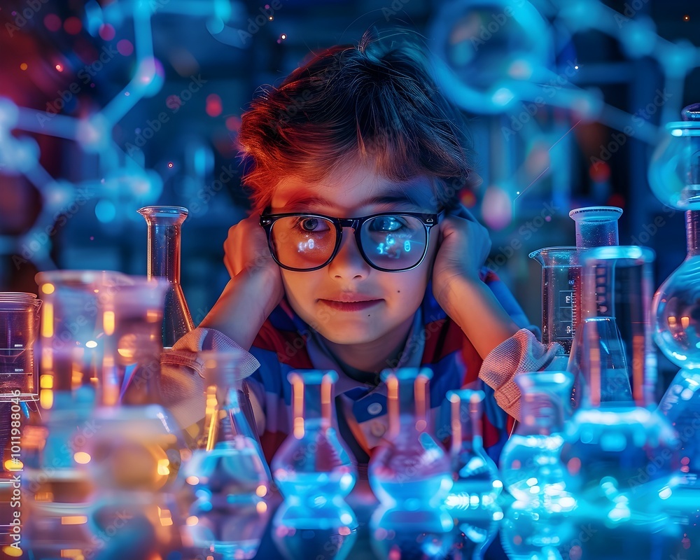 Poster personalized science lab with virtual experiments and adaptive simulations for curious students