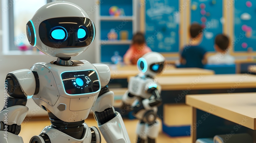Poster ai driven educational robots revolutionizing personalized learning in the classroom
