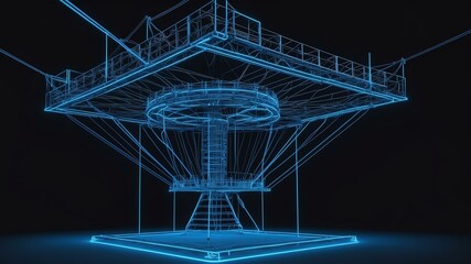 3d wireframe model of a zipline design concept background