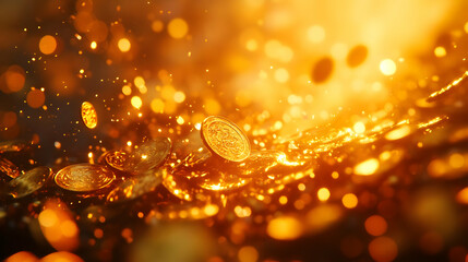Golden Coins Falling Abstract Background