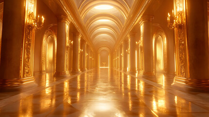 Obraz premium Golden Hallway 3D Illustration