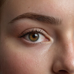 Fototapeta premium Extremely close up portrait of a young woman