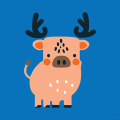 A cute cow vector art illustration