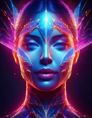 Woman with glowing face